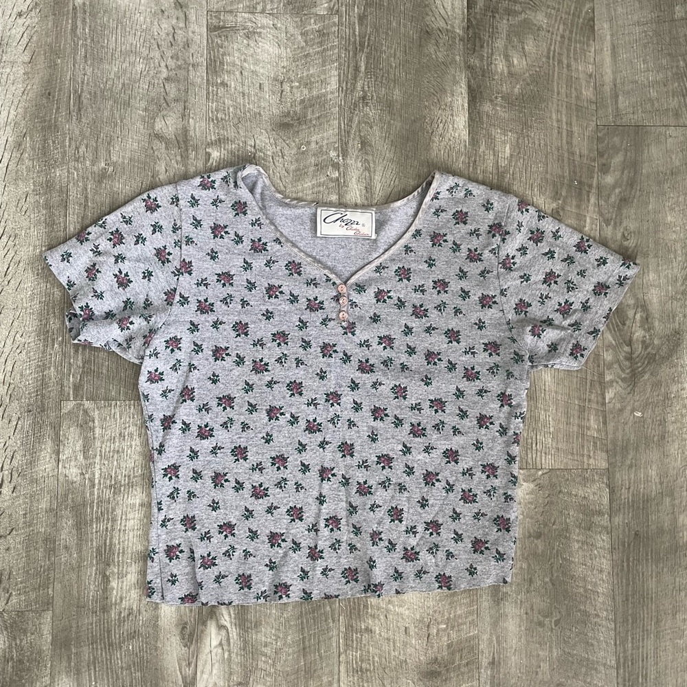 Vintage floral blouse- cropped